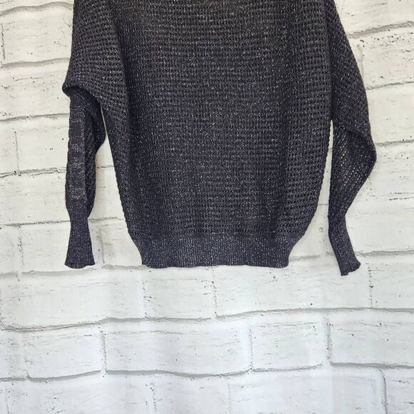 AllSaints Women Black Sheer Open Knit Elle Metallic Pullover Size XS - Picture 6 of 13